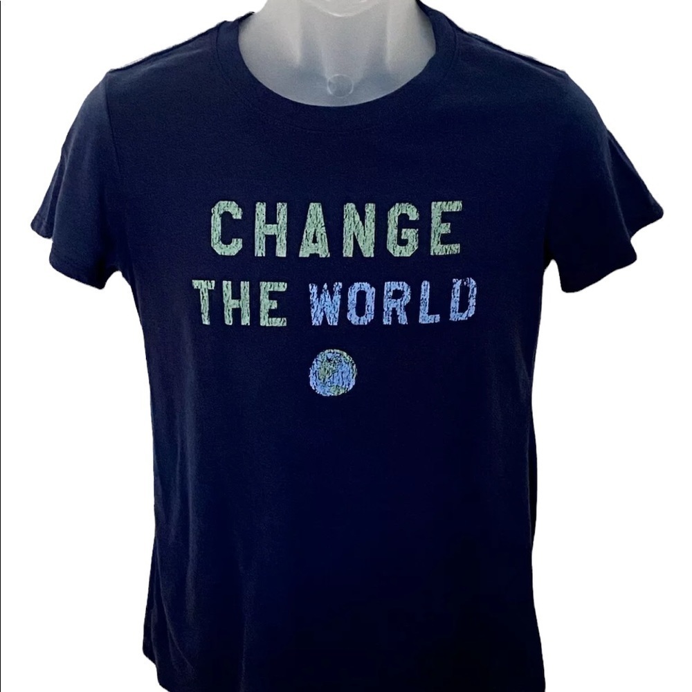 𝅺SUBURBAN Navy Blue T-Shirt S Change the World